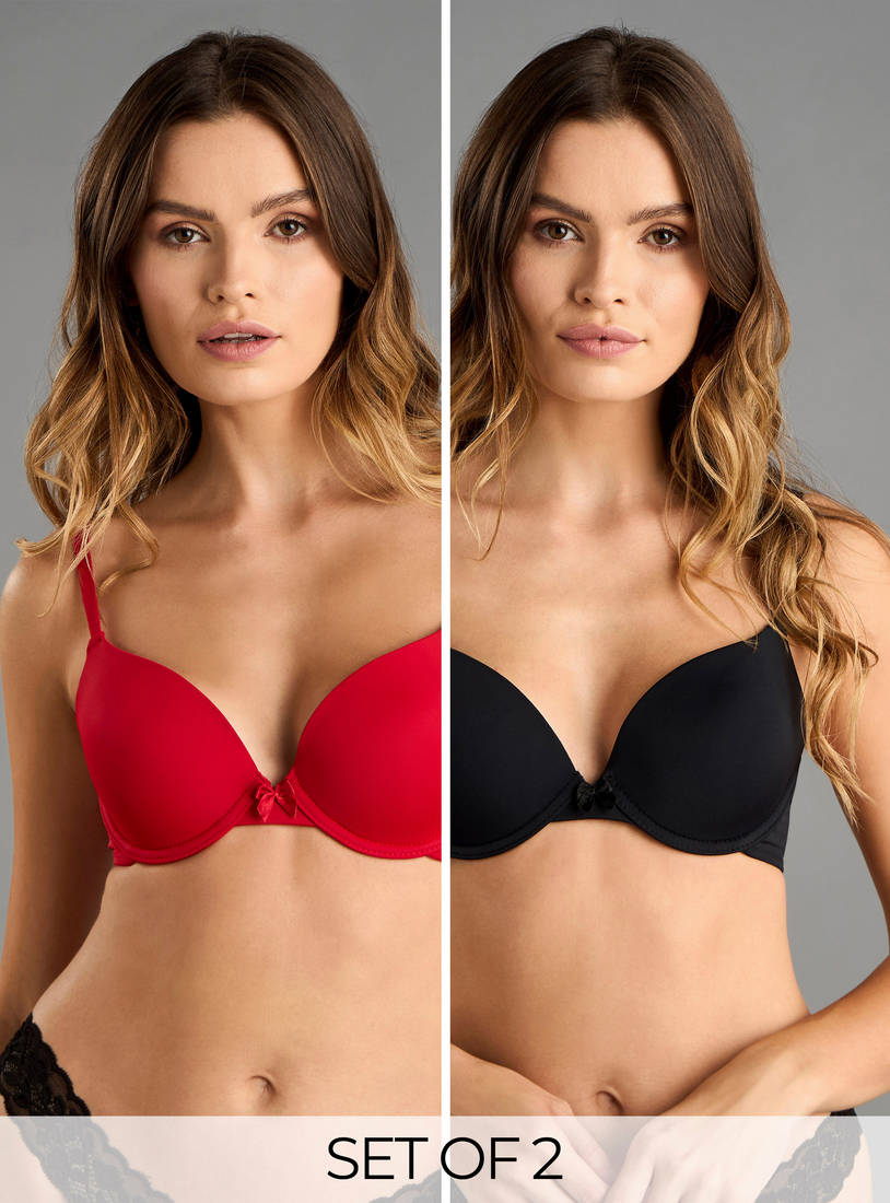 Pack of 2 - Plain Padded Wired Plunge Bra