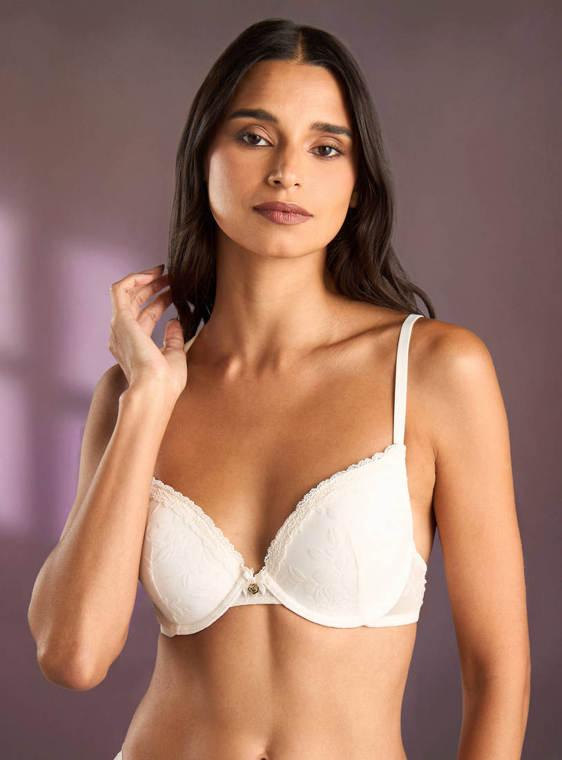 Pack of 2 - Floral Lace Textured Plunge Bra