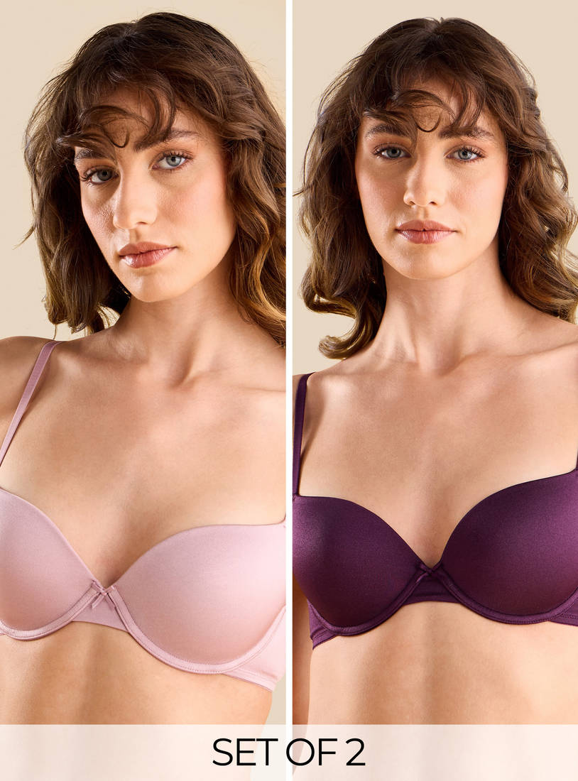 Pack of 2 - Plain Push-Up Demi Bra