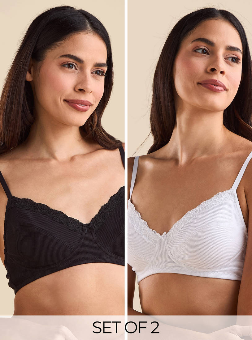 Pack of 2 - Lace Trim Non-Padded Non-Wired Bra