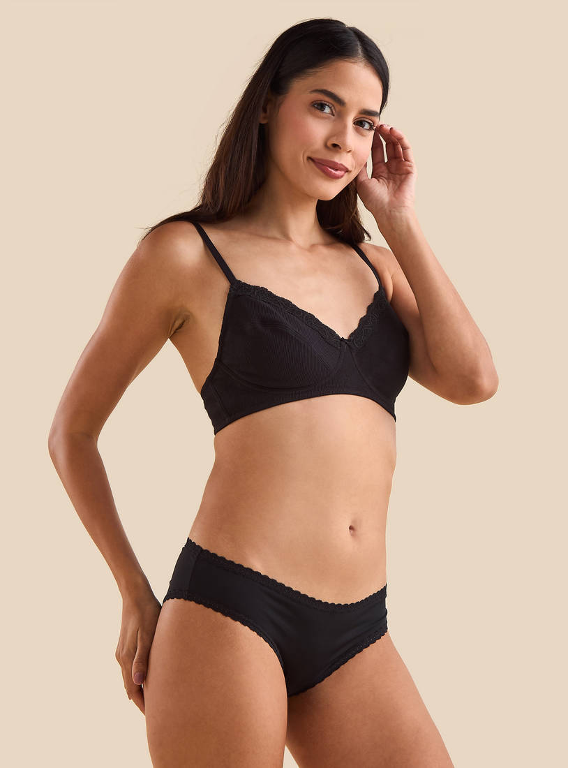 Pack of 2 - Lace Trim Non-Padded Non-Wired Bra