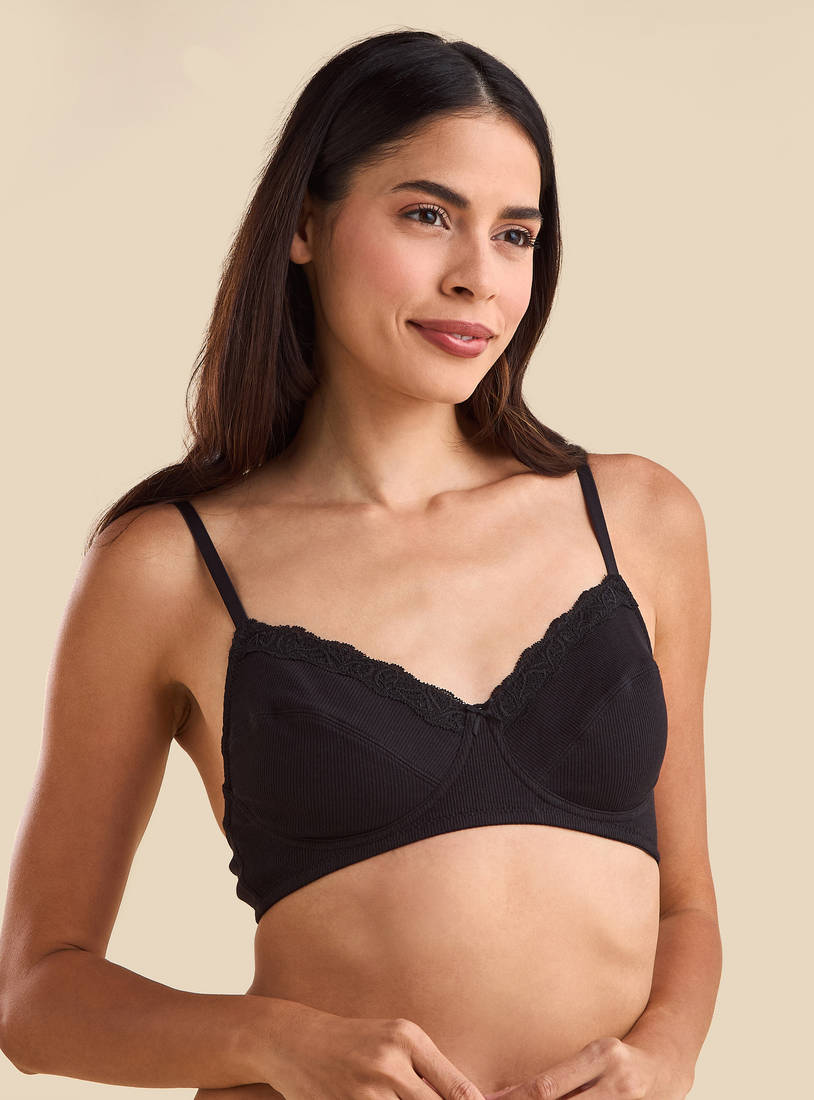 Pack of 2 - Lace Trim Non-Padded Non-Wired Bra
