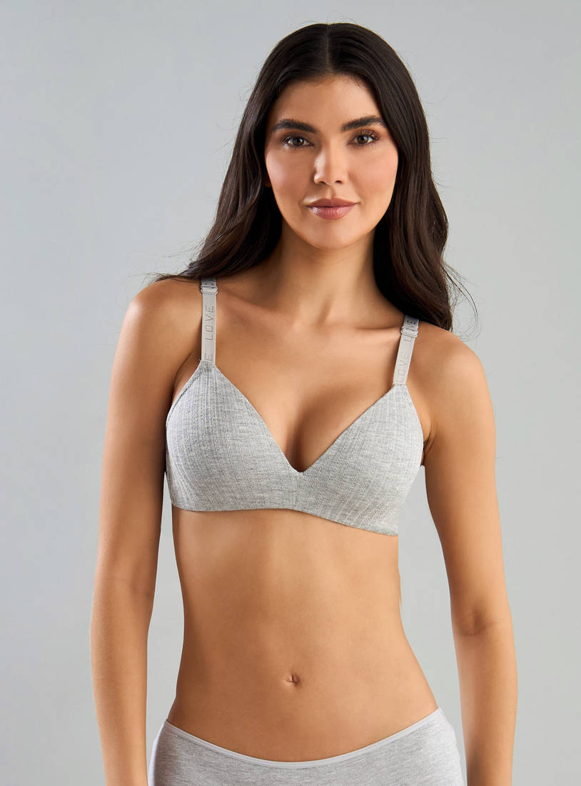 Textured Pointelle Padded Non-Wired Bra