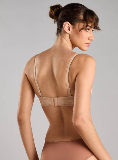 Lace Textured Padded Balconette Strapless Bra