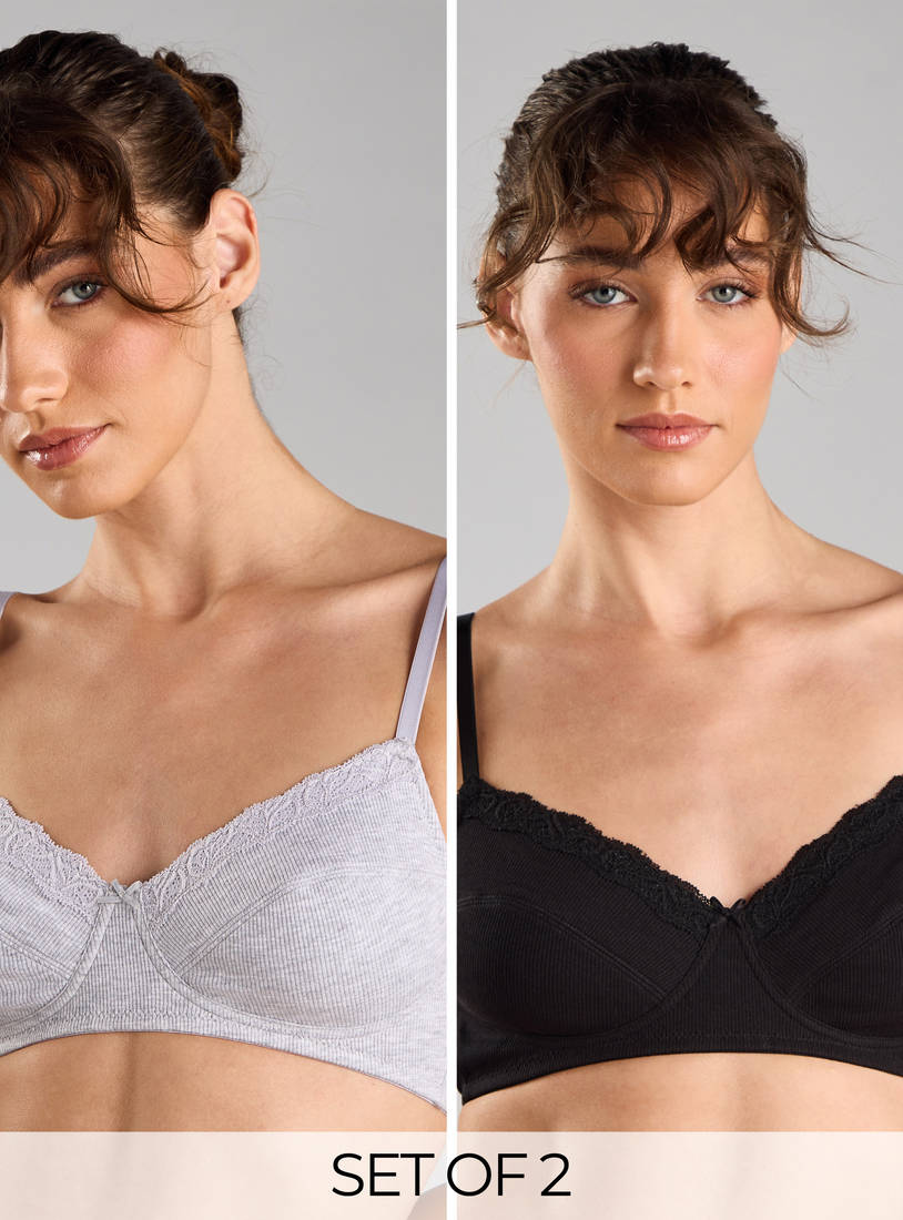 Pack of 2 - Ribbed Non-Padded Non-Wired Bra