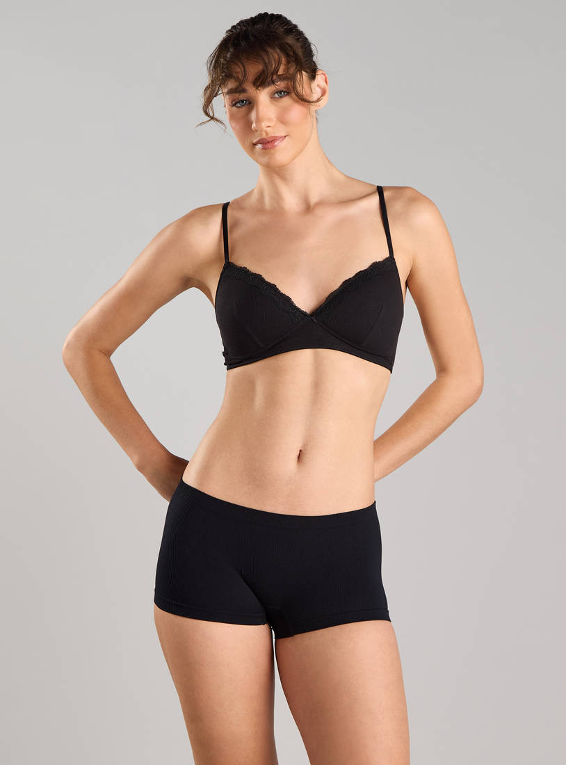 Pack of 2 - Ribbed Padded Non-Wired A-frame Bra