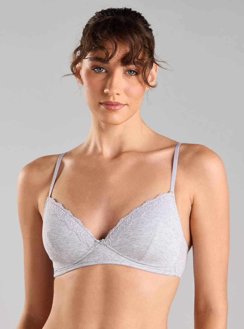 Pack of 2 - Ribbed Padded Non-Wired A-frame Bra