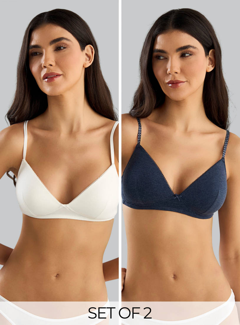 Pack of 2 - Plain A-frame Padded Non-Wired Bra
