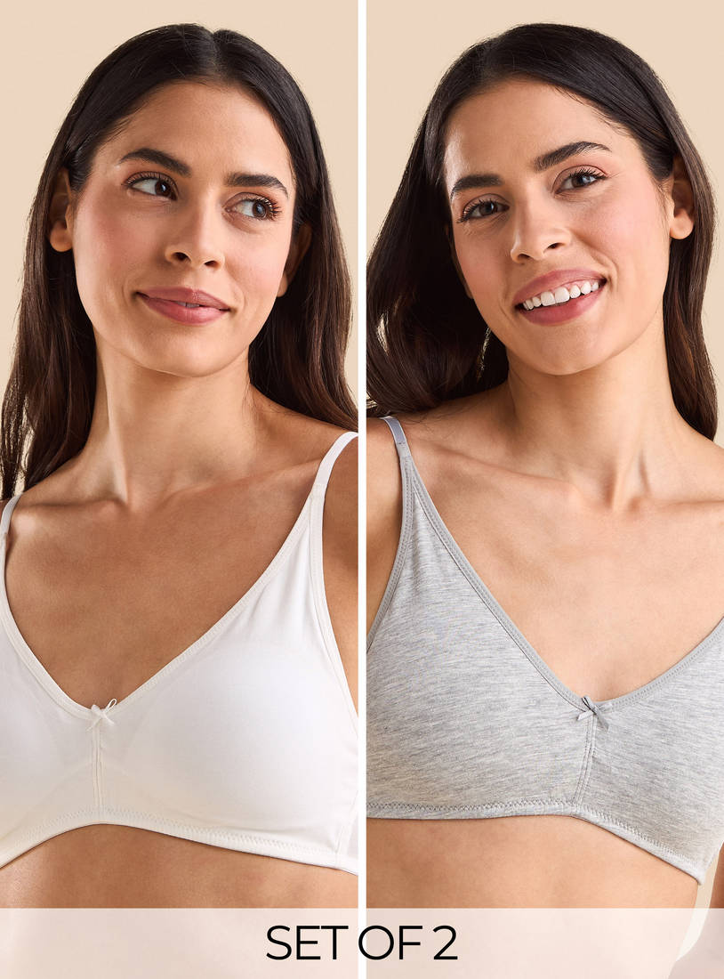 Pack of 2 - Plain Padded Non-Wired A-frame Bra