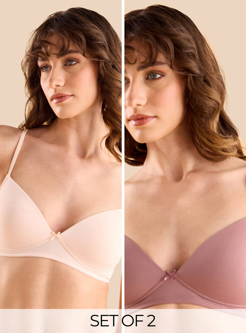 Pack of 2 - Plain Padded A-frame Bra