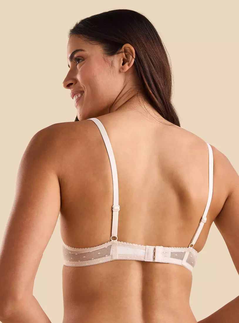 Light pad Textured Plunge Bra (CREAM)