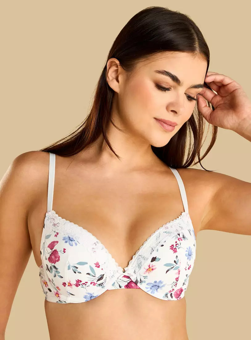 Pack of 2 - Lace Trim Padded Plunge Bra