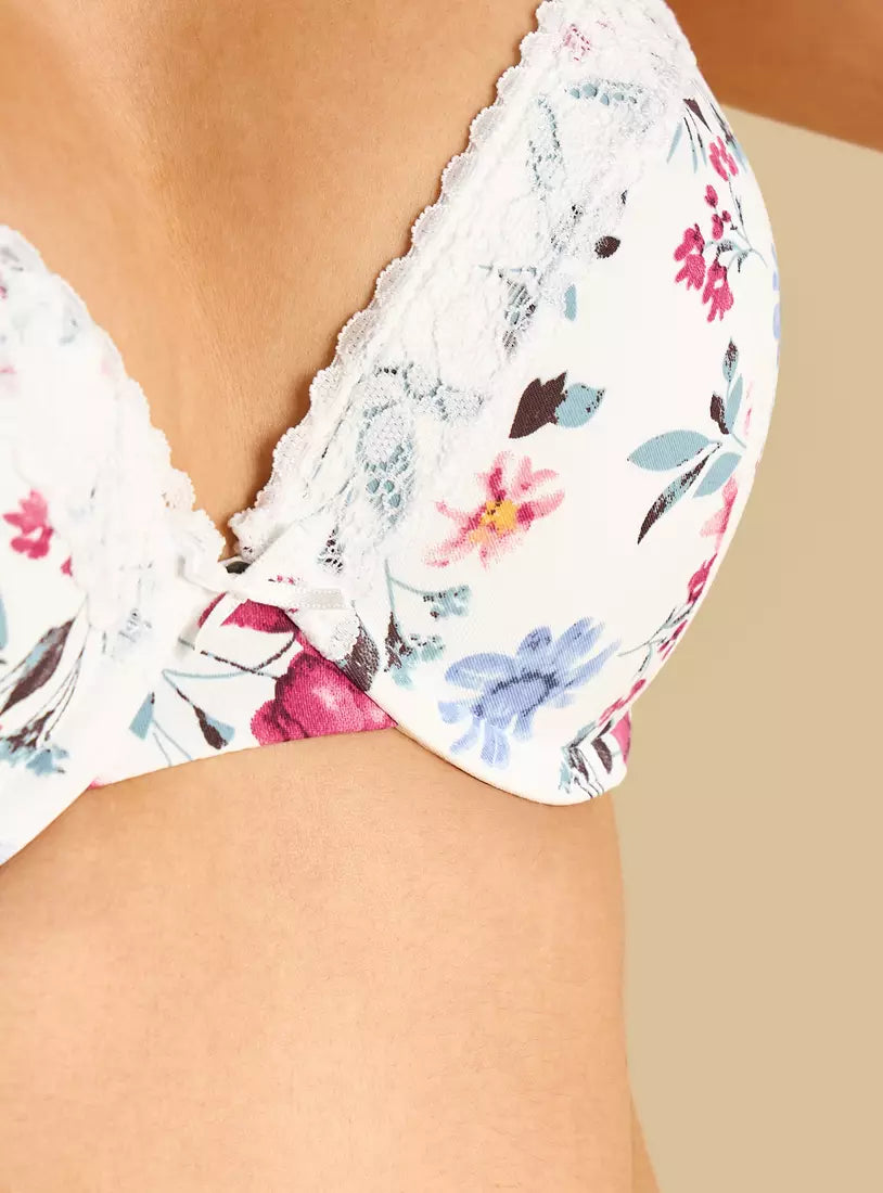 Pack of 2 - Lace Trim Padded Plunge Bra