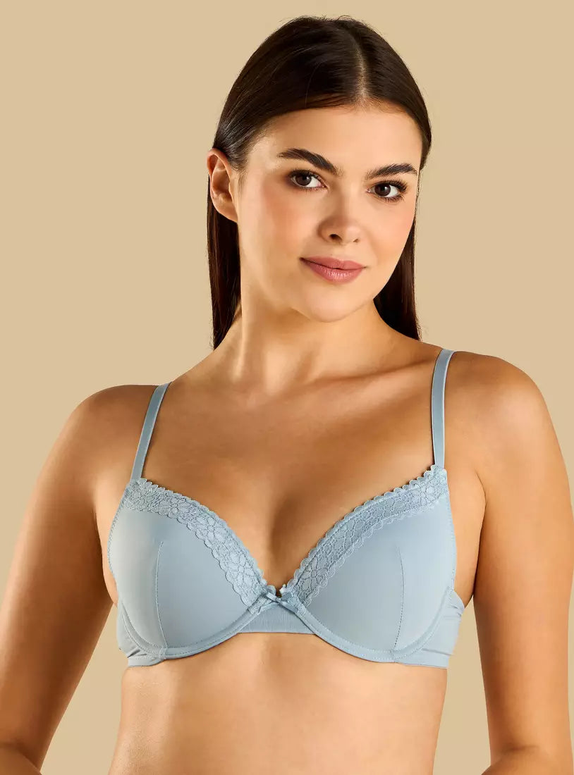 Pack of 2 - Lace Trim Padded Plunge Bra