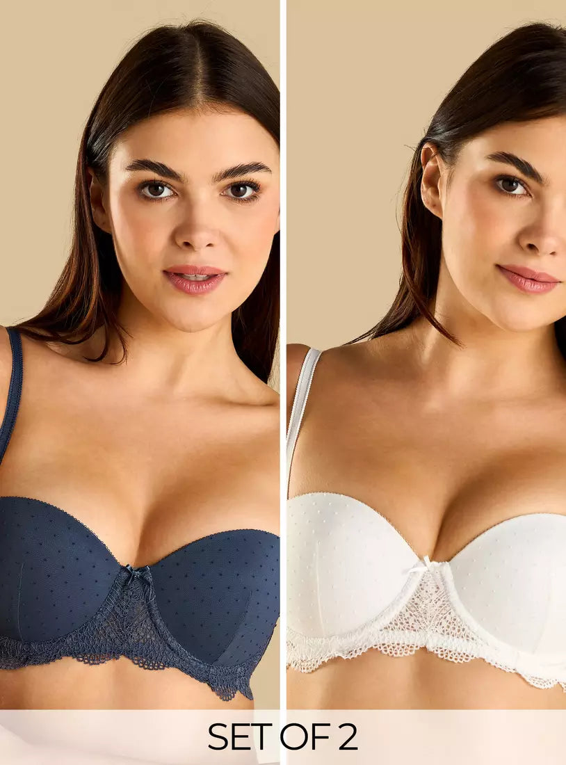Pack of 2 - Textured Balconette Bra