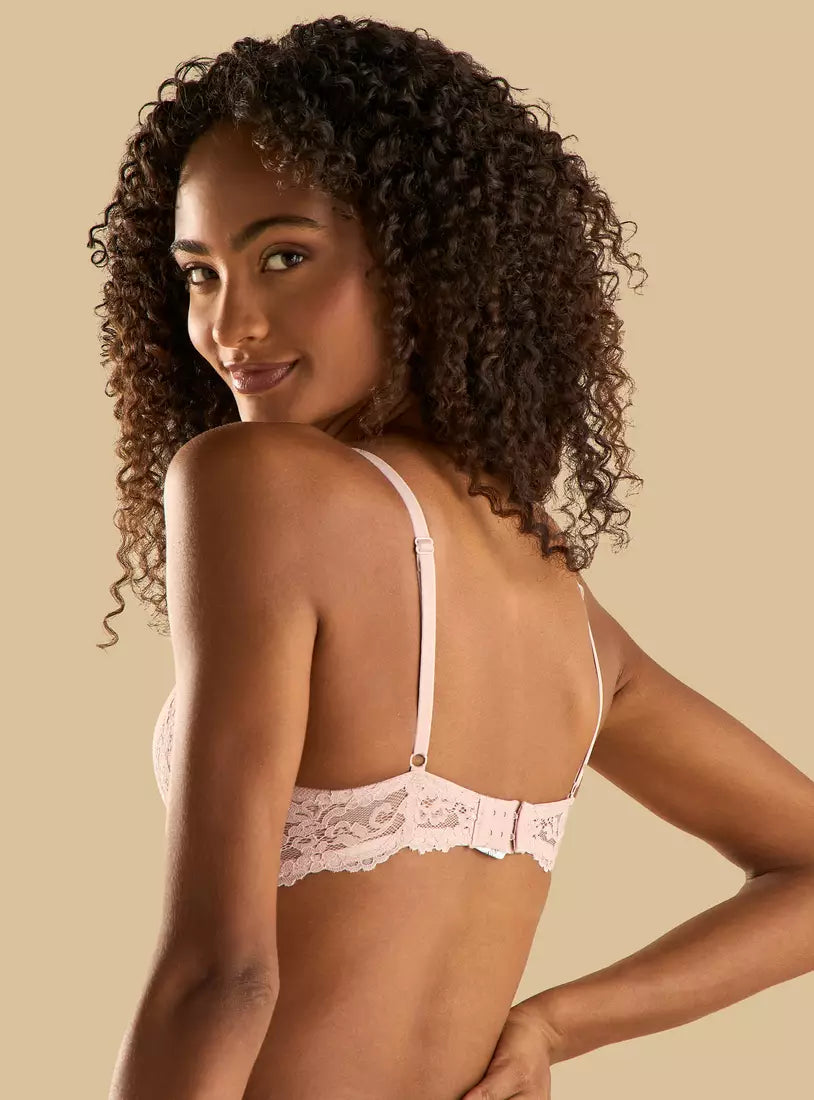 Lace detail Demi Bra Pink