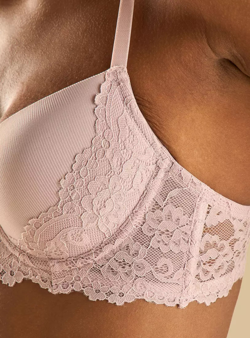 Pack of 2 - Lace detail Demi Bra set