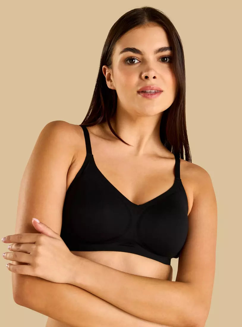 Plain Bonded Padded Non-Wired Bra black
