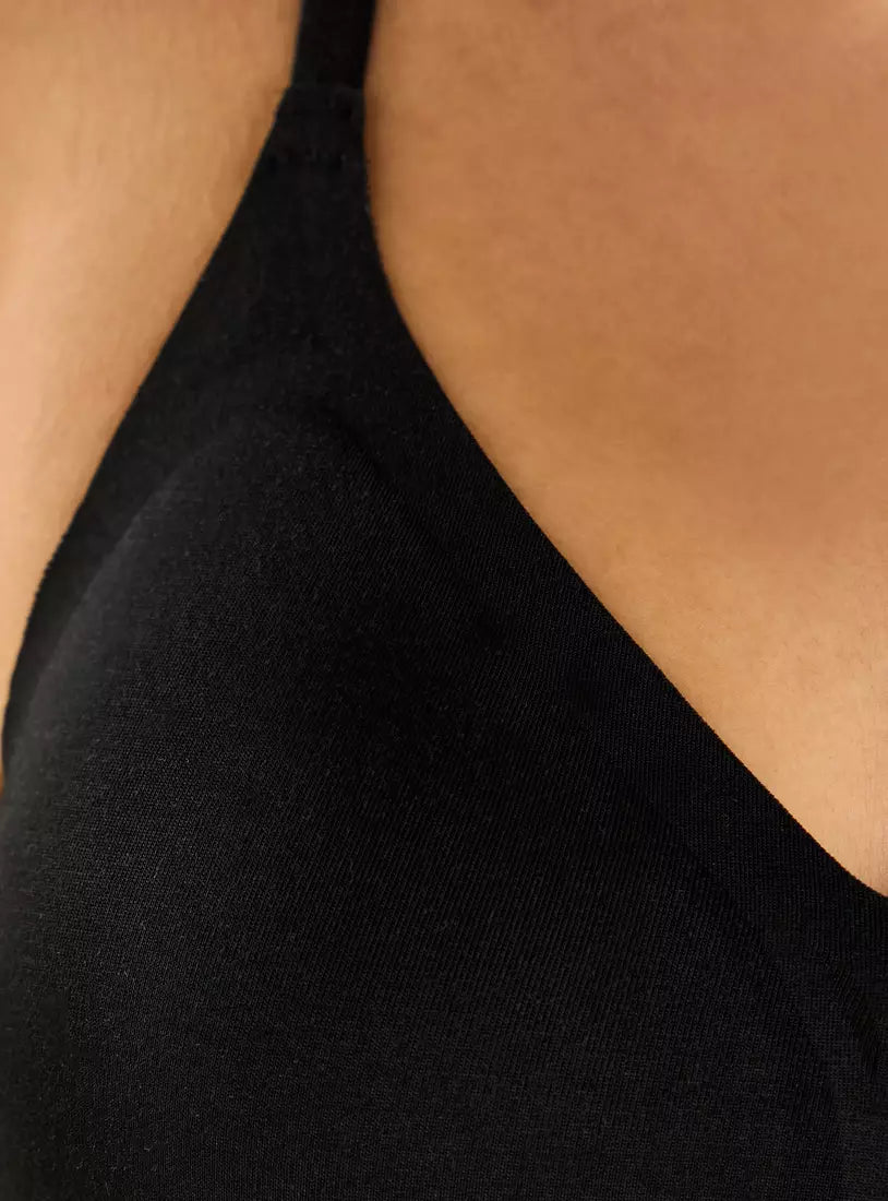 Plain Bonded Padded Non-Wired Bra black