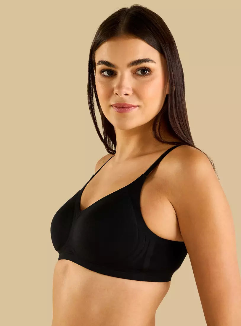 Plain Bonded Padded Non-Wired Bra black