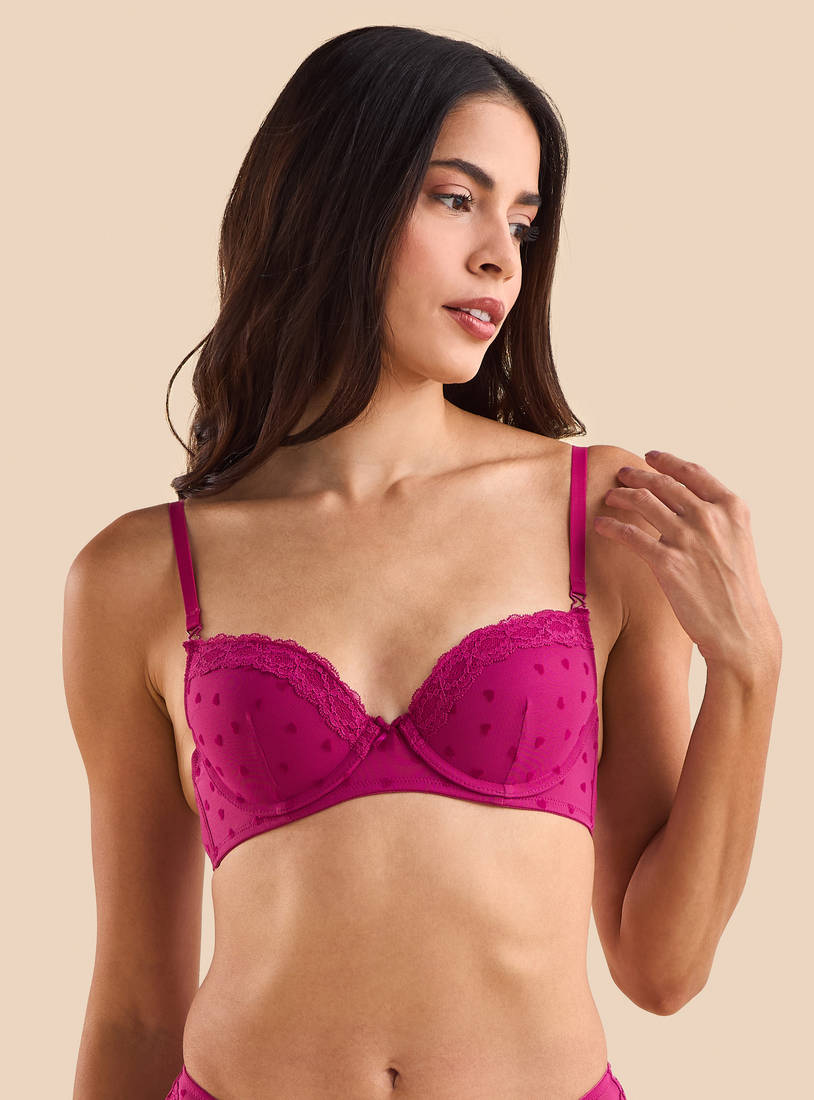 Lace Textured Push-Up Demi Bra
