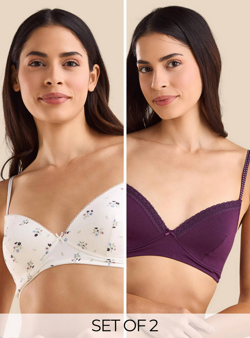 Pack of 2 - Assorted Padded Non-Wired A-frame Bra