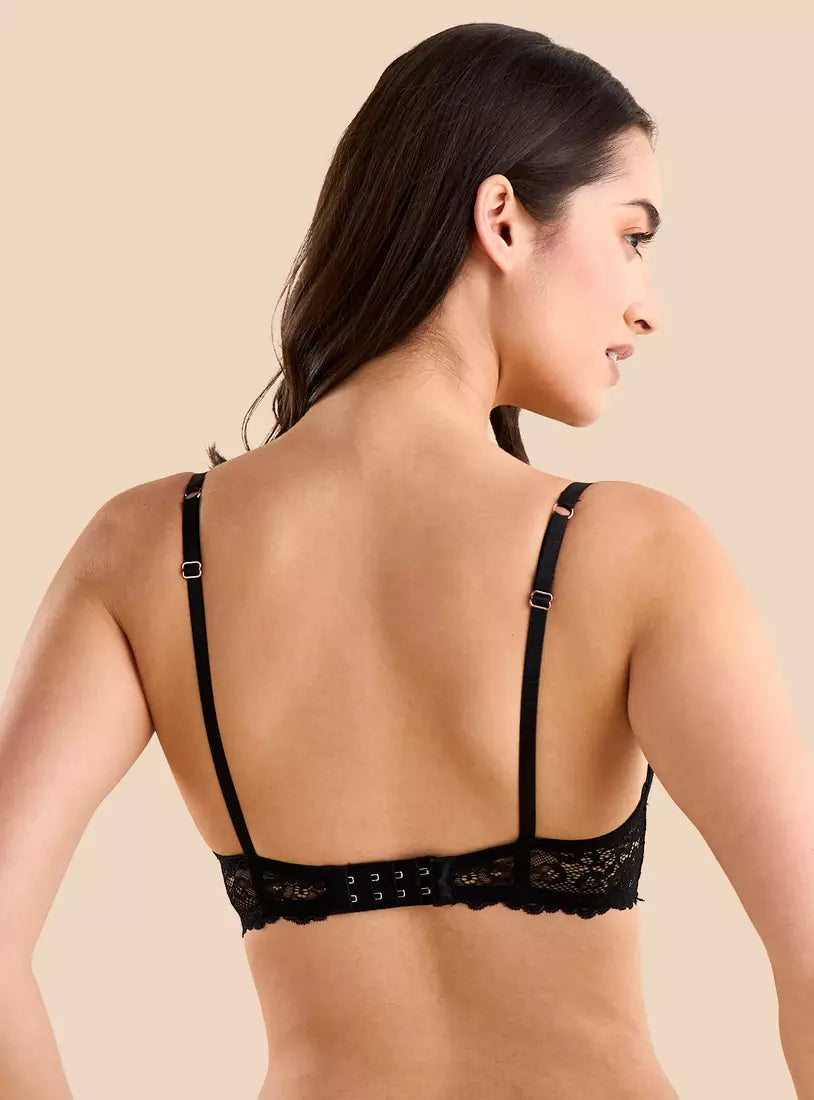 Lace Textured Curved Demi Bra