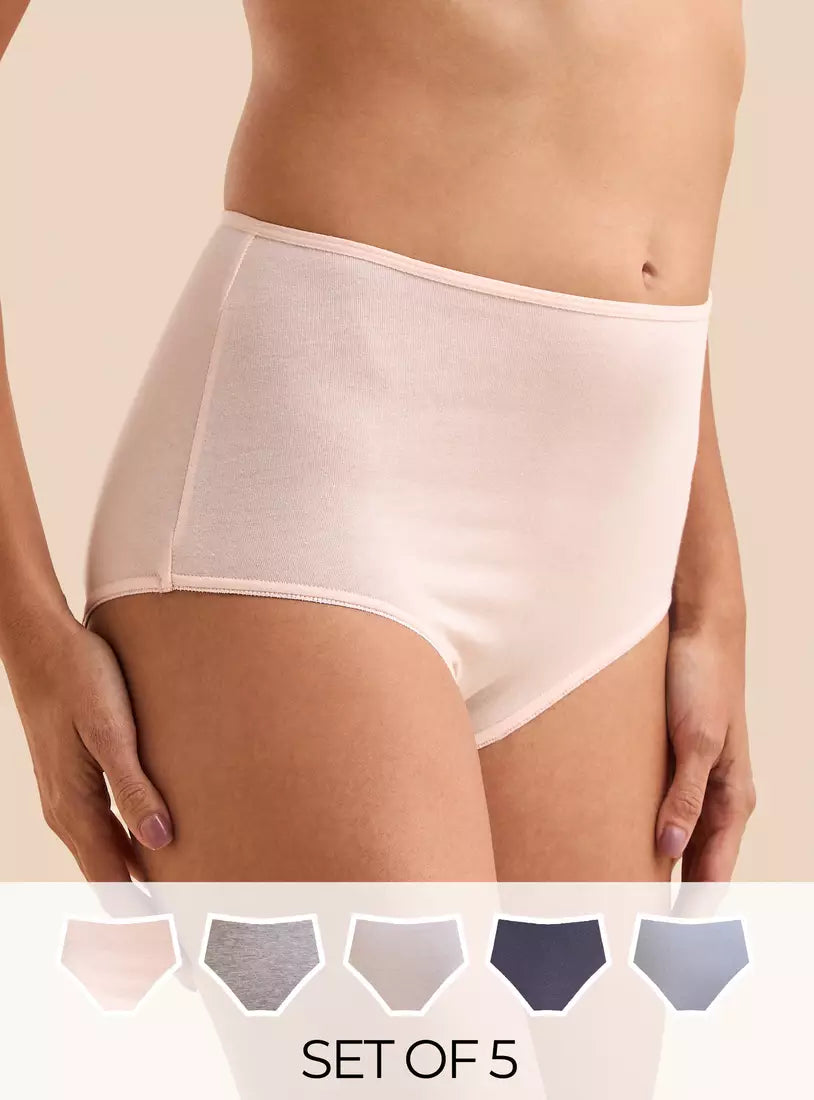 Pack of 5 -MAXFASHION  Assorted Full Briefs Cotton