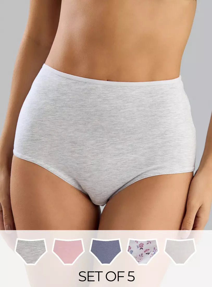 Pack of 5 -MAXFASHION  Assorted Full Briefs Cotton