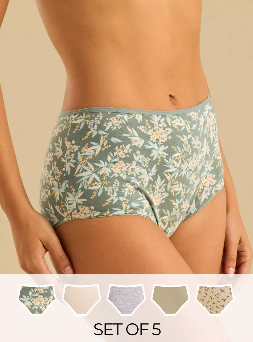 Pack of 5 - Assorted Cotton Full Briefs Maxfashion