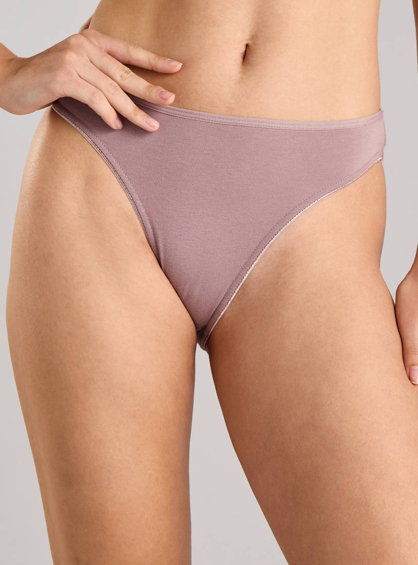 Pack of 5 - cotton Plain High-Leg Briefs