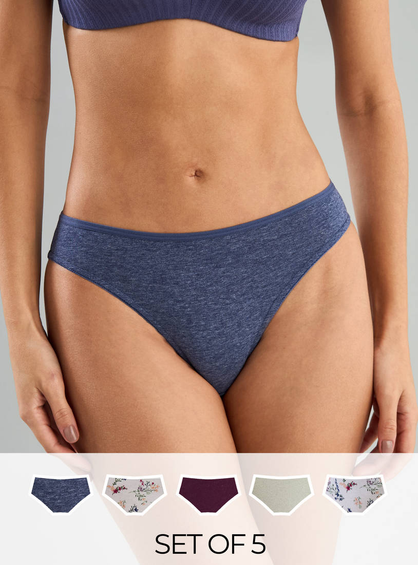 Pack of 5 - Assorted High Leg Briefs