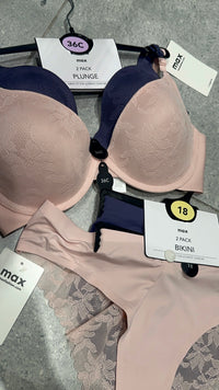 Pack of 2 - Jacquard Padded Wired Plunge Bra
