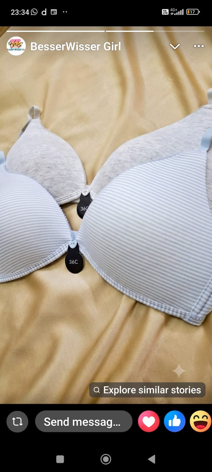 Pack of 2 - Lace Trim Padded Non-Wired A-frame Bra