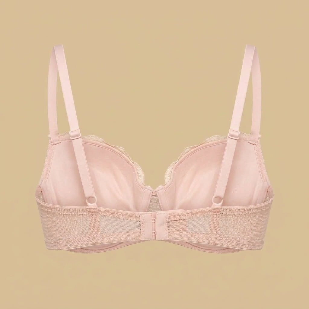 Lace Trim Mesh Push-Up Demi Bra