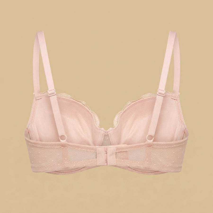 Lace Trim Mesh Push-Up Demi Bra