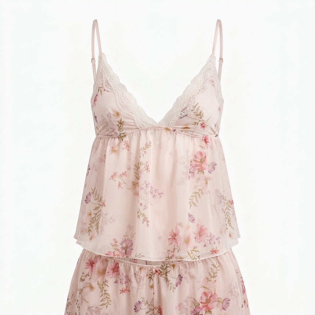 Floral Print 2-Piece Babydoll Set
