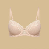 Lace Trim Mesh Push-Up Demi Bra