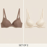 Pack of 2 - Lace Detail Plunge Bra