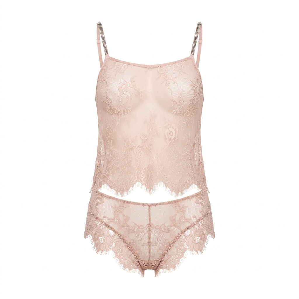 Lace Trim Babydoll with Briefs