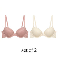 Pack of 2 - Floral Lace Demi Push-Up Bra