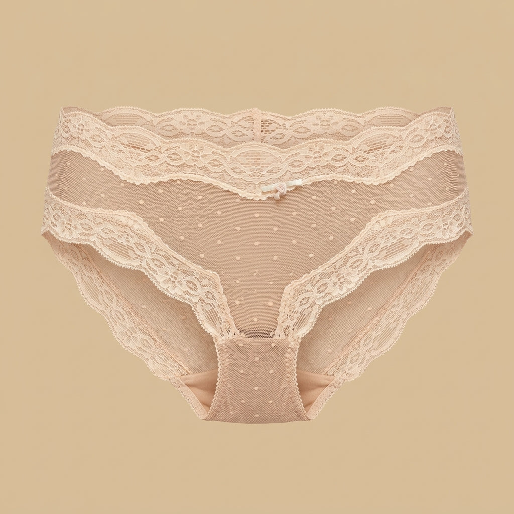 Lace Trim Mesh Briefs