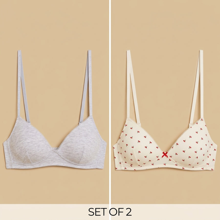 Pack of 2 - Assorted Padded Non-Wired A-frame Bra
