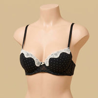 Polka Dot Print Lace Trim Demi Bra