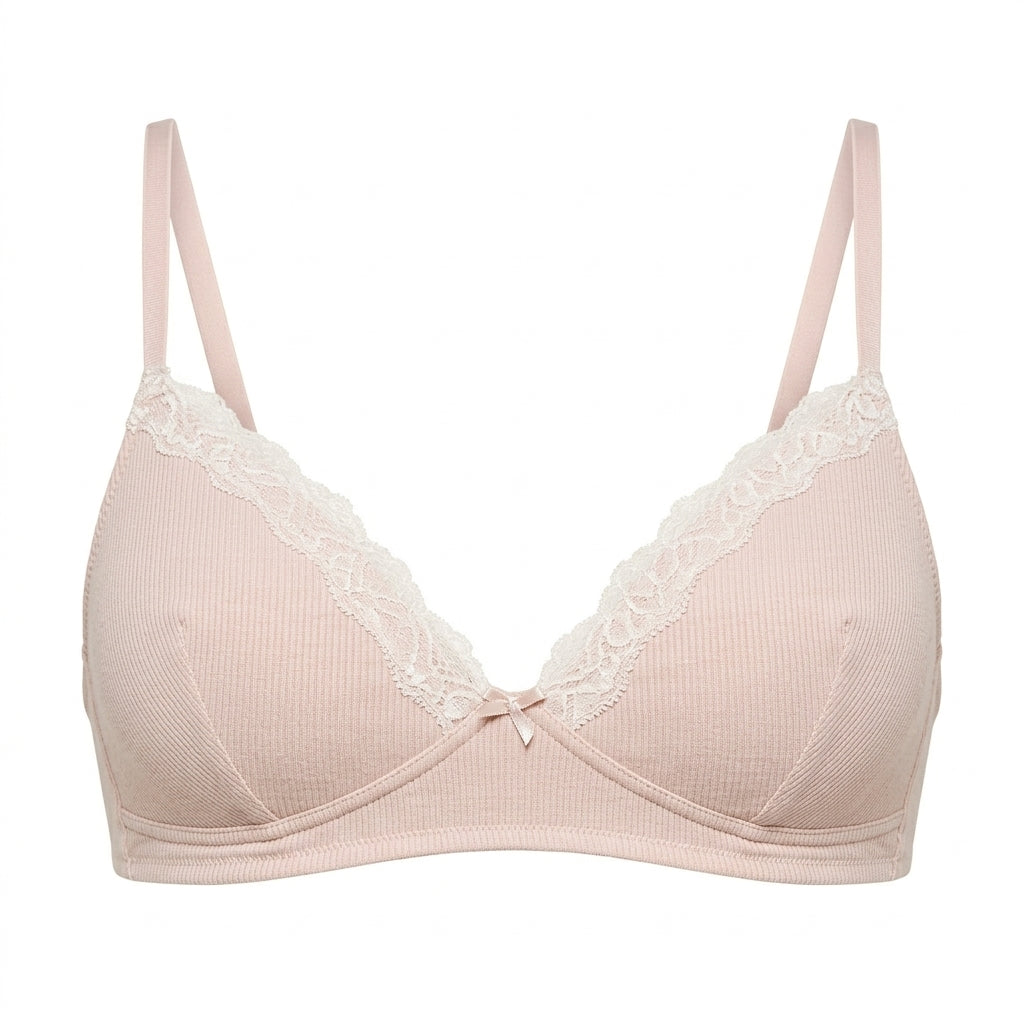 Pack of 2 - Lace Trim Padded Non-Wired A-frame Bra