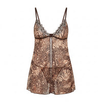 Animal Print Non-Padded Babydoll with Thongs