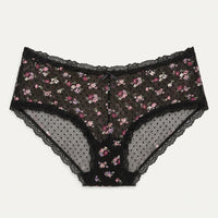Floral Print Flock Mesh Briefs