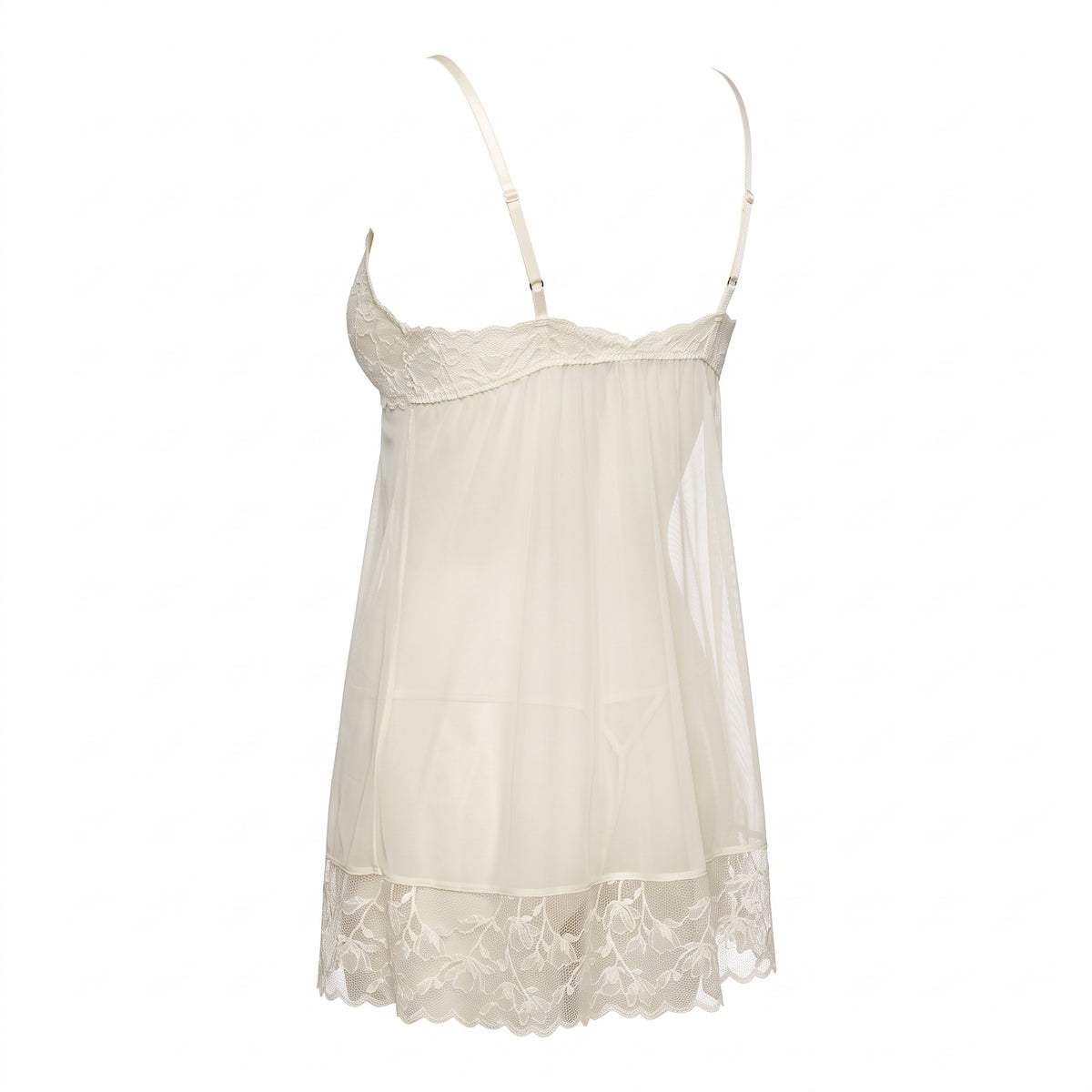 Lace Insert Babydoll with Thongs