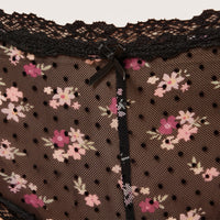 Floral Print Flock Mesh Briefs