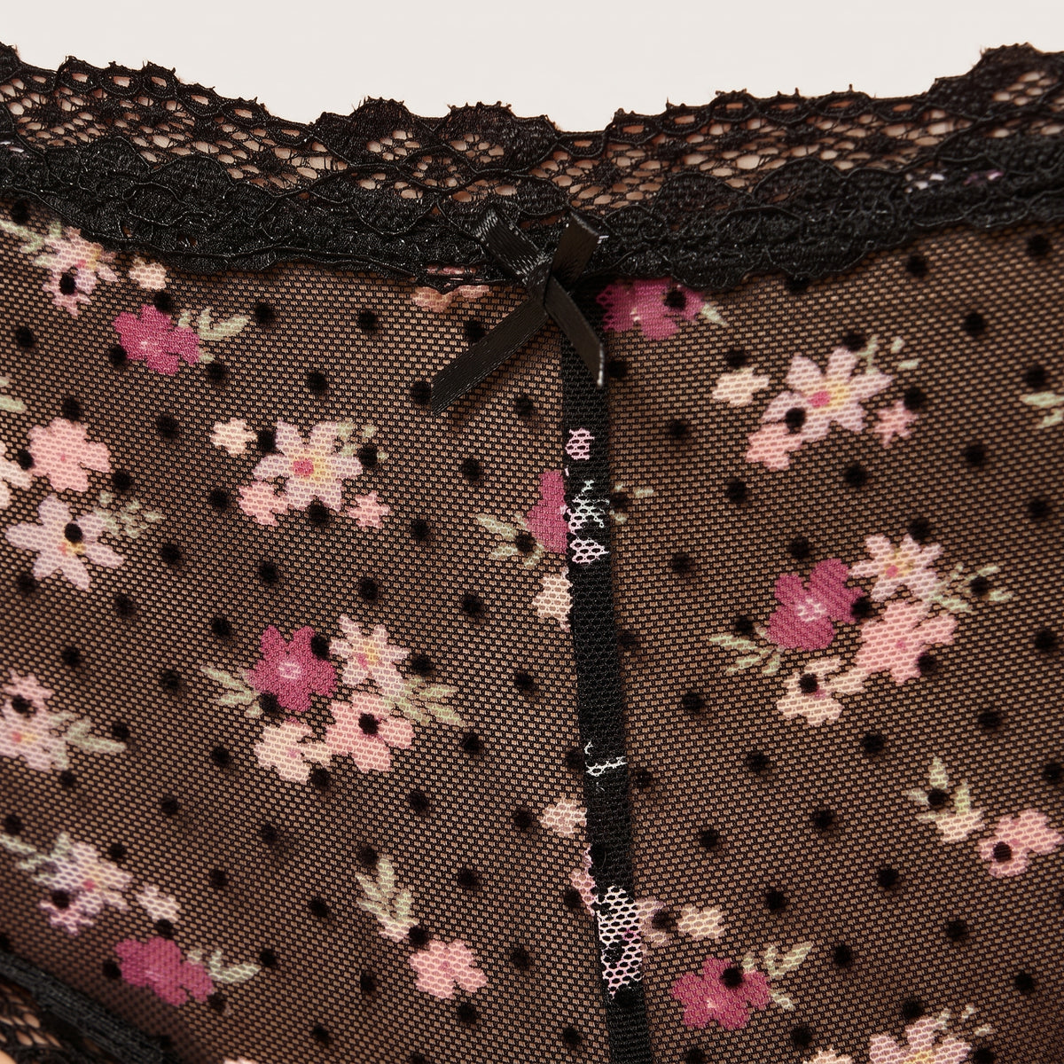 Floral Print Flock Mesh Briefs